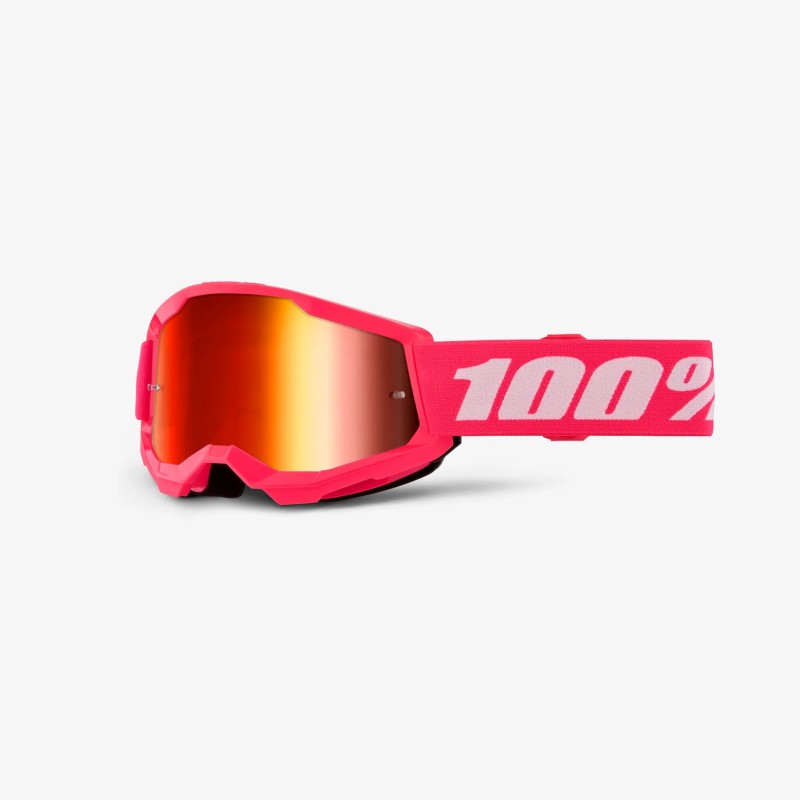 100 PROCENT GOGLE STRATA 2 YOUTH JUNIOR PINK - MIRROR RED LENS - KOLOR RÓŻOWY/BIAŁY SZYBKA CZERWONE LUSTRO (1)