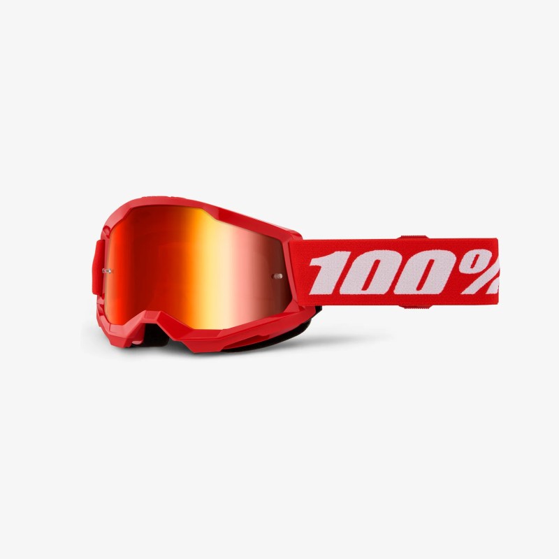 100 PROCENT GOGLE STRATA 2 YOUTH JUNIOR RED - MIRROR RED LENS - KOLOR CZERWONY/BIAŁY SZYBKA CZERWONE LUSTRO