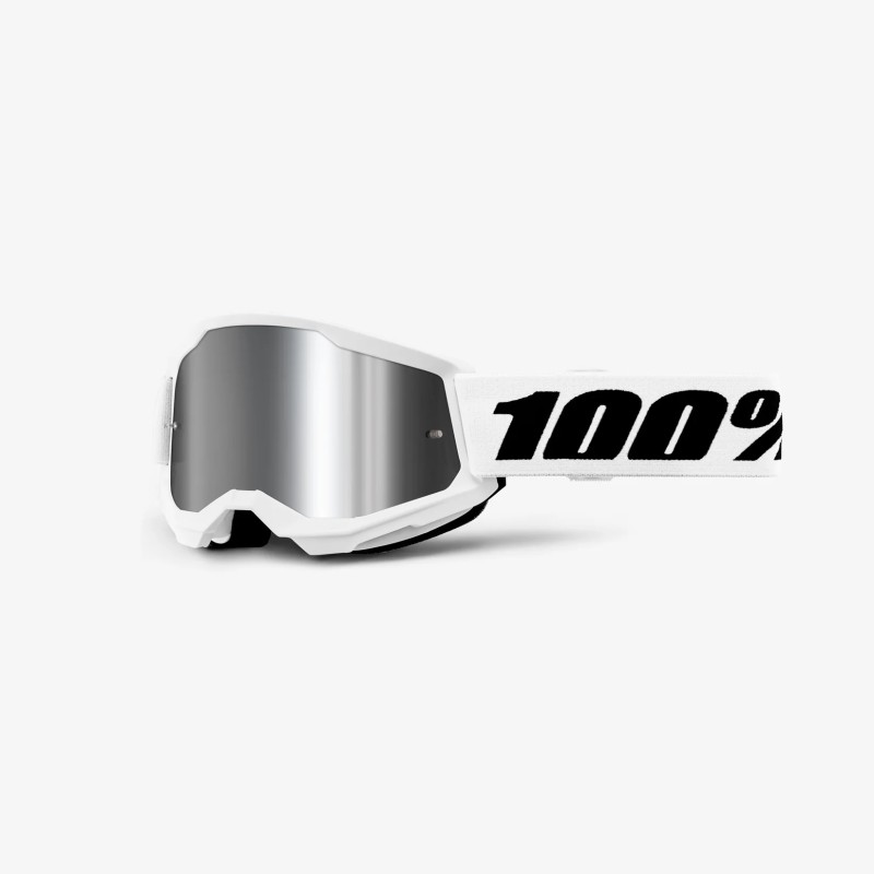 100 PROCENT GOGLE STRATA 2 YOUTH JUNIOR WHITE - MIRROR SILVER LENS - KOLOR BIAŁY/CZARNY SZYBKA SREBRNE LUSTRO
