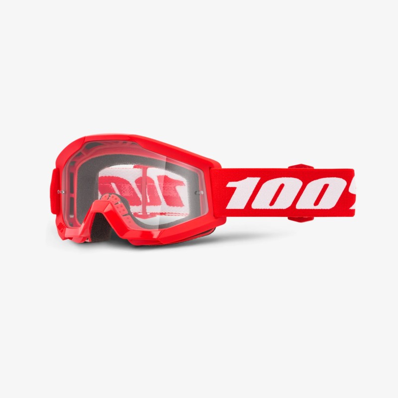100 PROCENT GOGLE STRATA MINI RED JUNIOR / KID / DZIECIĘCE KOLOR CZERWONY/CZARNY SZYBKA PRZEŹROCZYSTA