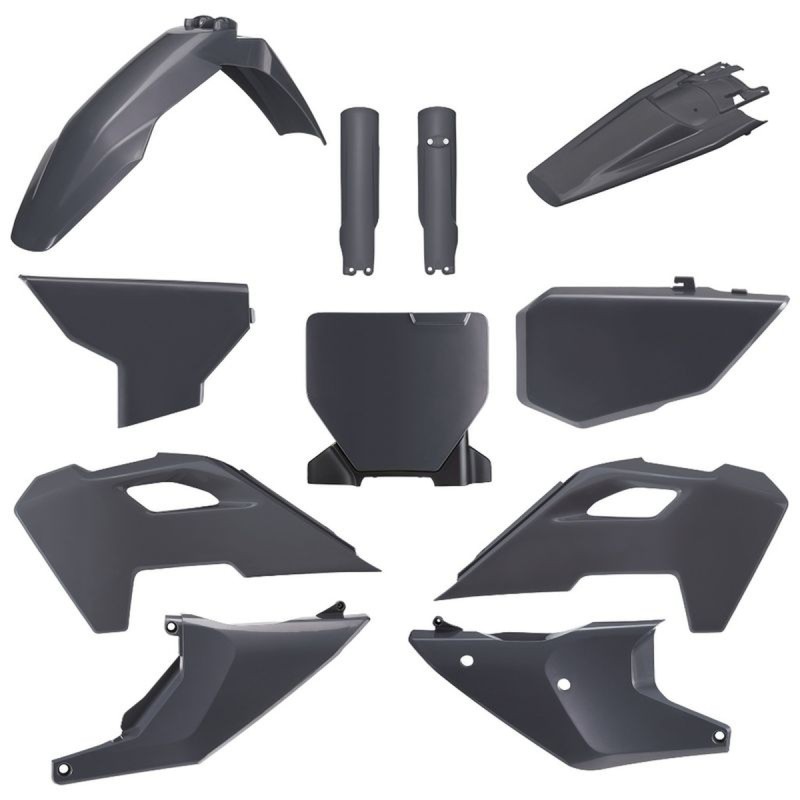 POLISPORT KOMPLET PLASTIKÓW (FULL KIT) HUSQVARNA TC/FC '23-'25 W ZESTAWIE TABLICA PRZEDNIA (8671700002) I OSŁONY AMORTYZARORÓW (8352500002) KOLOR SZARY (N-GRAY)
