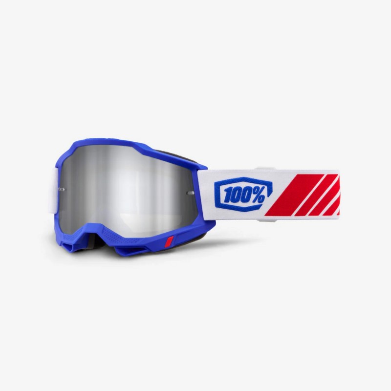 100 PROCENT GOGLE ACCURI 2 KOLBY - MIRROR SILVER LENS - KOLOR CZERWONY/BIAŁY/NIEBIESKI SZYBKA PRZEŹROCZYSTA