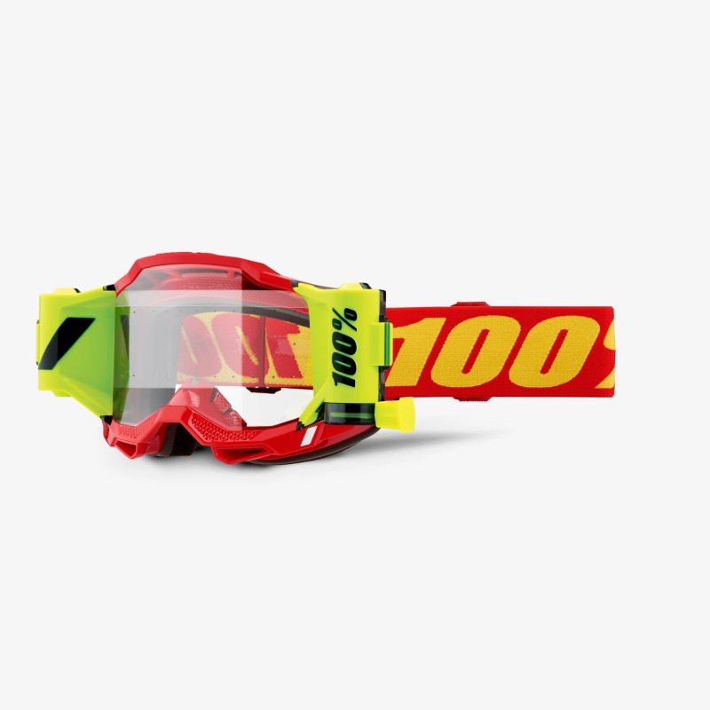 100 PROCENT GOGLE ACCURI 2 FORECAST ROLL-OFF RED - KOLOR CZERWONY/CZARNY/ŻÓŁTY FLUO SZYBKA PRZEŹROCZYSTA