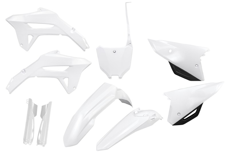 UFO 2024/11 KOMPLET PLASTIKÓW (FULL KIT) Z OSŁONAMI TELESKOPÓW (AMORTYZATORÓW) HONDA CRF 250R '22-'24, CRF 450R '21-'24 KOLOR BIAŁY