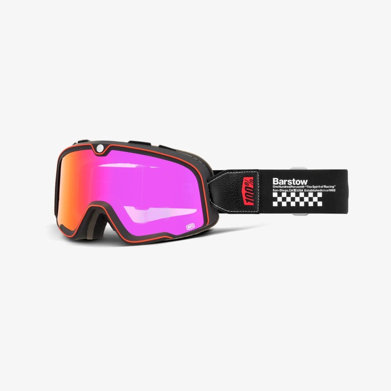 100 PROCENT GOGLE BARSTOW ERBAN - MIRROR DARK RED LENS - KOLOR CZARNY/BIAŁY SZYBKA CZERWONE LUSTRO