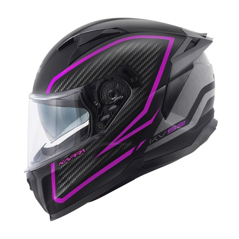 KAPPA 2024/12 KASK KV52 KRONOS INTEGRALNY Z BLENDĄ KOLOR CZARNY TYTANOWY FUKSIA MAT CARBON LOOK ROZMIAR 58 / M (HOMOLOGACJA ECE 22R06)