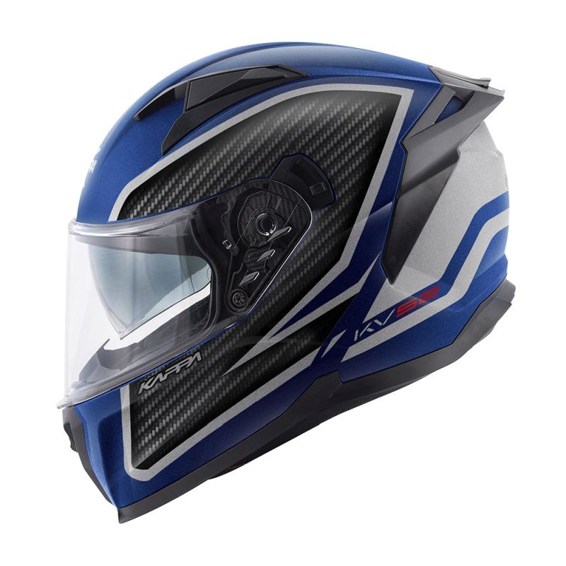 KAPPA 2024/12 KASK KV52 KRONOS INTEGRALNY Z BLENDĄ KOLOR CZARNY NIEBIESKI SREBRNY MAT CARBON LOOK ROZMIAR 61 / XL (HOMOLOGACJA ECE 22R06)