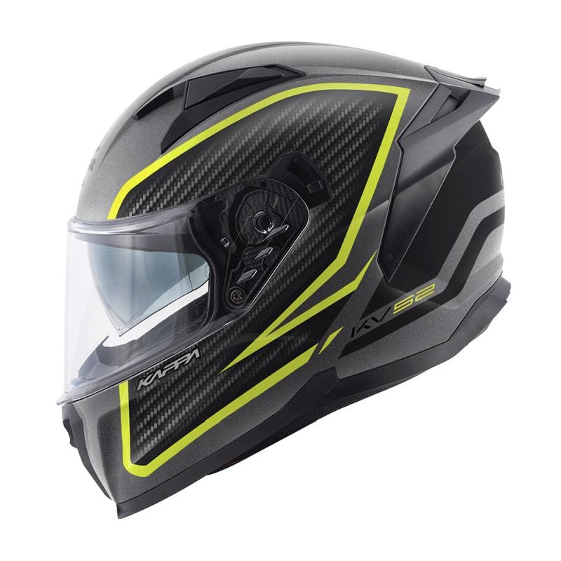 KAPPA 2024/12 KASK KV52 KRONOS INTEGRALNY Z BLENDĄ KOLOR TYTANOWY CZARNY ŻÓŁTY FLUO MAT CARBON LOOK ROZMIAR 60 / L (HOMOLOGACJA ECE 22R06)