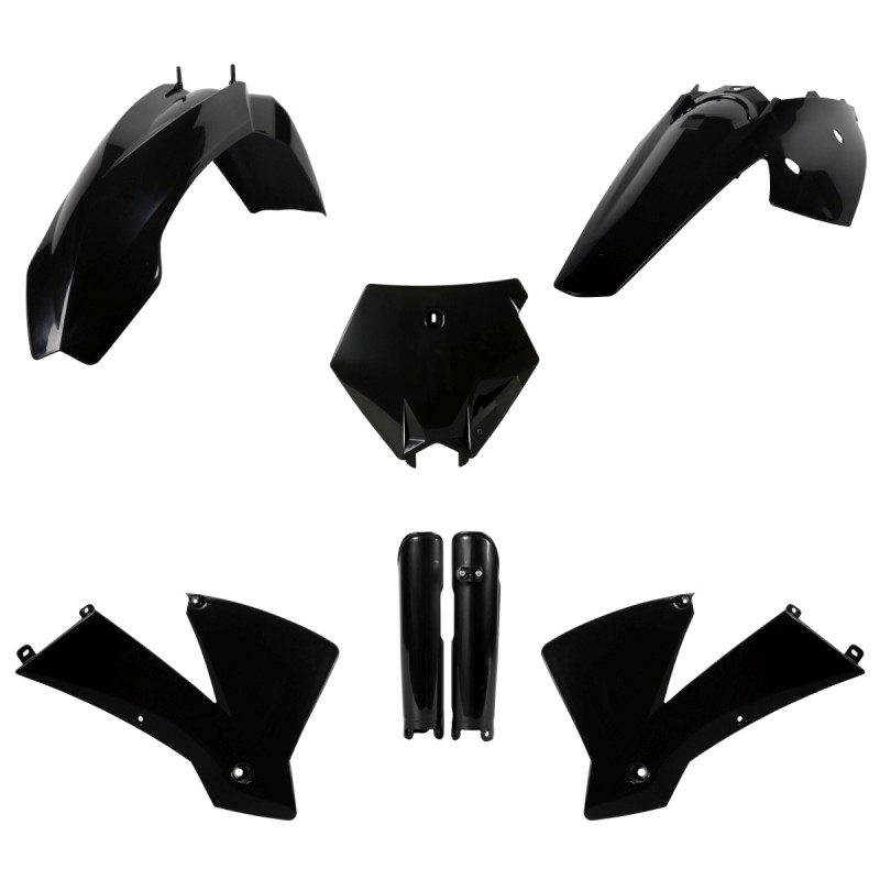 POLISPORT KOMPLET PLASTIKÓW (FULL KIT) KTM SX '03-'04 W ZESTAWIE OSŁONY AMORTYZATORÓW (8399000001) KOLOR CZARNY