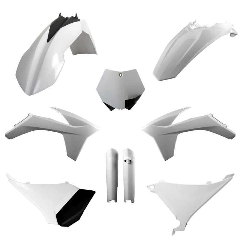 POLISPORT KOMPLET PLASTIKÓW (FULL KIT) KTM SX '11; XC/XC-F '11 W ZESTAWIE OSŁONY AMORTYZATORÓW (8398500002) KOLOR BIAŁY