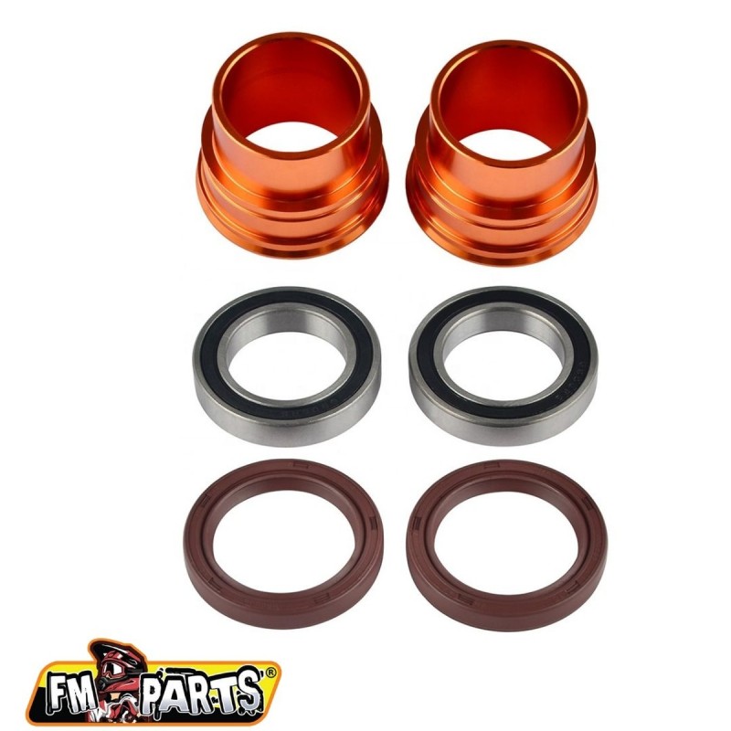 FM-PARTS ŁOŻYSKA KOŁA TYLNEGO Z USZCZELNIACZAMI I TULEJKAMI KTM / HUSQVARNA / GAS GAS '03-'23 (OŚKA 20MM) KOLOR POMARAŃCZOWY (1)