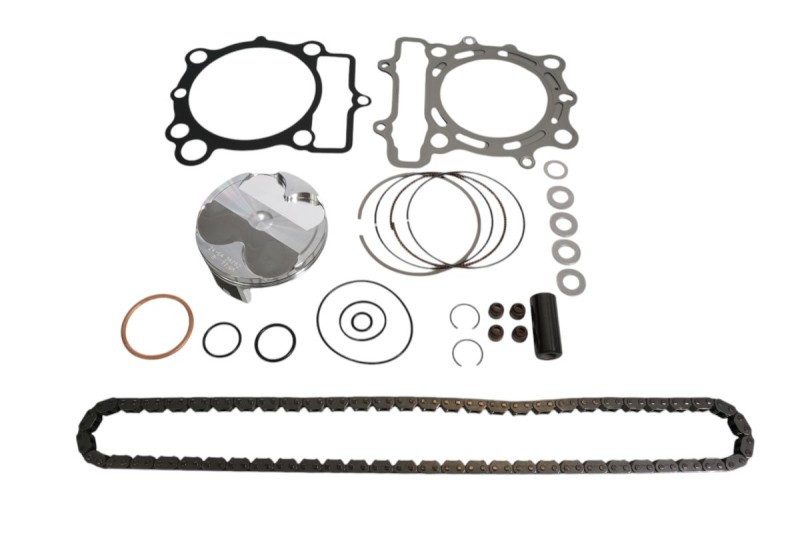 VERTEX 2025/02 ZESTAW NAPRAWCZY GÓRY SILNIKA KAWASAKI KX 250 F (KXF250) '21-'22 (STD. + 0.01MM = 77.96MM) (14.1:1) (TŁOK, USZCZELKI TOP-END, ŁAŃCUSZEK ROZRZĄDU)
