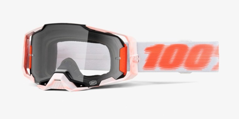 100 PROCENT GOGLE ARMEGA TUBULAR - CLEAR LENS - KOLOR BIAŁY/POMARAŃCZOWY SZYBKA PRZEŹROCZYSTA