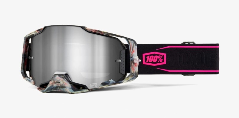 100 PROCENT GOGLE ARMEGA SARCELLE - MIRROR SILVER LENS - KOLOR CZARNY/RÓŻOWY SZYBKA SREBRNE LUSTRO
