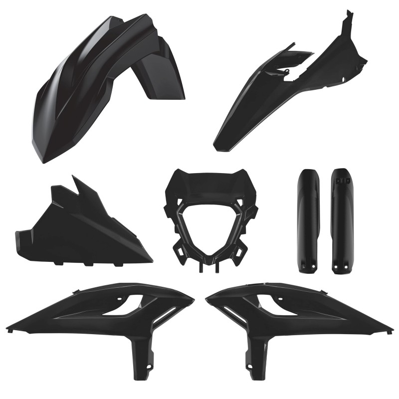 POLISPORT KOMPLET PLASTIKÓW (FULL KIT) BETA RR 2T/4T RACING 25; RR 2T/4T X-PRO 25 W ZESTAWIE OSŁONA LAMPY (8399100002) I OSŁONY AMORTYZATORÓW (8399100003) KOLOR CZARNY