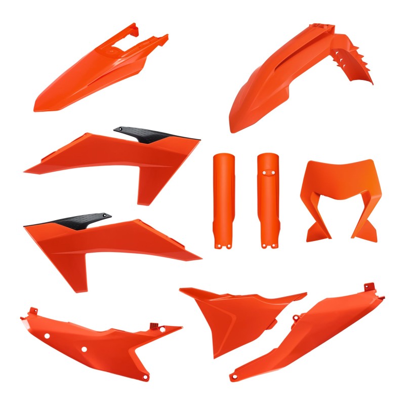 POLISPORT KOMPLET PLASTIKÓW (FULL KIT) KTM EXC/EXC-F/XC-W/XC-WF TBI '24-'25 W ZESTAWIE OSŁONA LAMPY ORAZ OSŁONY AMORTYZATORÓW (8352500001) KOLOR POMARAŃCZOWY