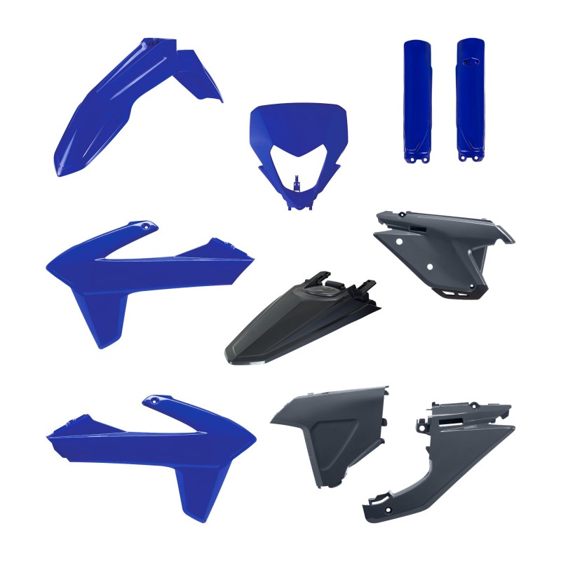 POLISPORT KOMPLET PLASTIKÓW (FULL KIT) SHERCO SE/SEF '25-'26 W ZESTAWIE OSŁONA LAMPY (8681100003) I OSŁONY AMORTYZATORÓW (8398600027) KOLOR NIEBIESKI SZARY CZARNY