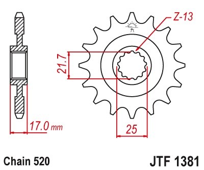 JT ZĘBATKA PRZEDNIA 2042 16 Z GUMĄ HONDA CB 500F/X '13-'15, CBR 500R '13-'15 (204216JTRB) (ŁAŃC. 520) (1)