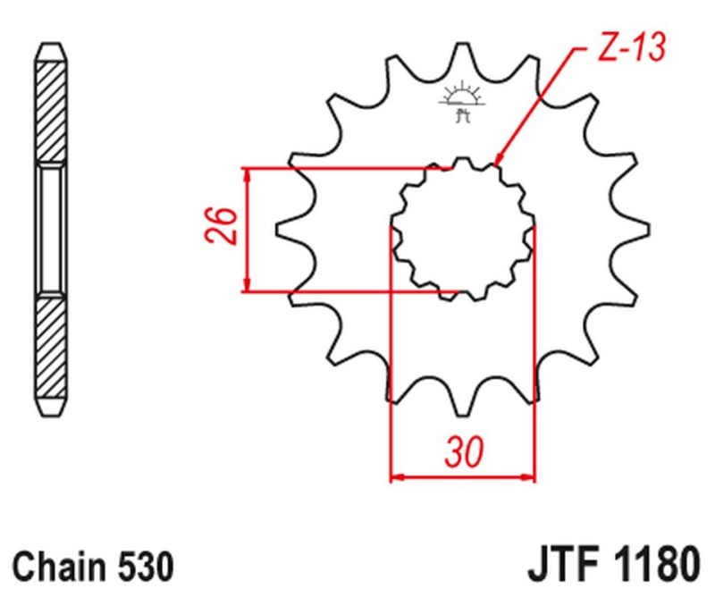 JT ZĘBATKA PRZEDNIA 2090 18 Z GUMĄ TRIUMPH DAYTONA 955/SPRINT ST/SPRINT GT (209018JTRB) (ŁAŃC. 530) (1)