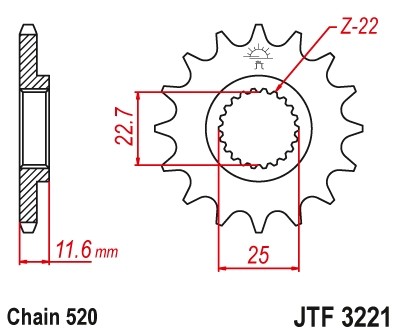 JT ZĘBATKA PRZEDNIA 2180 11 POLARIS 250/300/325/400/500 (218011JT) (ŁAŃC. 520) (1)