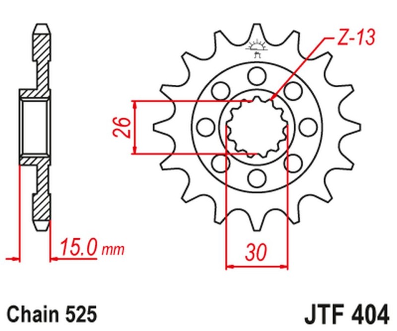JT ZĘBATKA PRZEDNIA 2198 17 BMW S1000RR '09-'19 Z GUMĄ (219817JTRB) (ŁAŃC. 525) (1)
