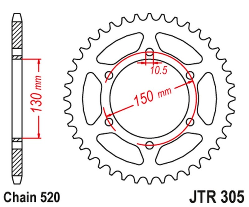 JT ZĘBATKA TYLNA 236 46 HONDA NX 650 '95-'01, YAMAHA XJ 6 '09-'15 (23646JTZBK) (ŁAŃC. 520) - PATRZ RÓWNIEŻ 430946 (23646JTZBK) KOLOR CZARNY (1)