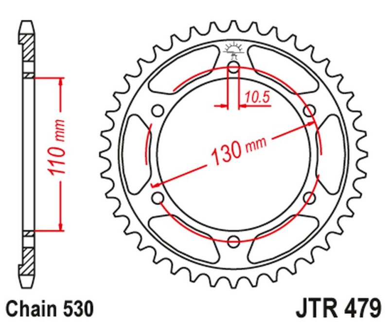 JT ZĘBATKA TYLNA 241 46 YAMAHA FZ6 '04-'09 (24146JTZBK) (ŁAŃC. 530) KOLOR CZARNY (1)