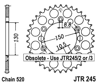 JT ZĘBATKA TYLNA 270 46 YAMAHA WR 250R '08-'20 (27046JT) (ŁAŃC. 520) (1)