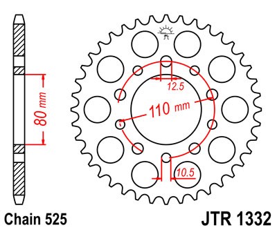 JT ZĘBATKA TYLNA 4350 40 HONDA CB 500 '94-'03, CB 750F '93-'03 (435040JTZBK) (ŁAŃC. 525) KOLOR CZARNY (1)