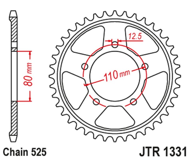 JT ZĘBATKA TYLNA 4350 42 HONDA CRF 1000 / 1100 L AFRICA TWIN / ADVENTURE SPORT '16-'23 (435042JTZBK) (ŁAŃC. 525) KOLOR CZARNY (1)