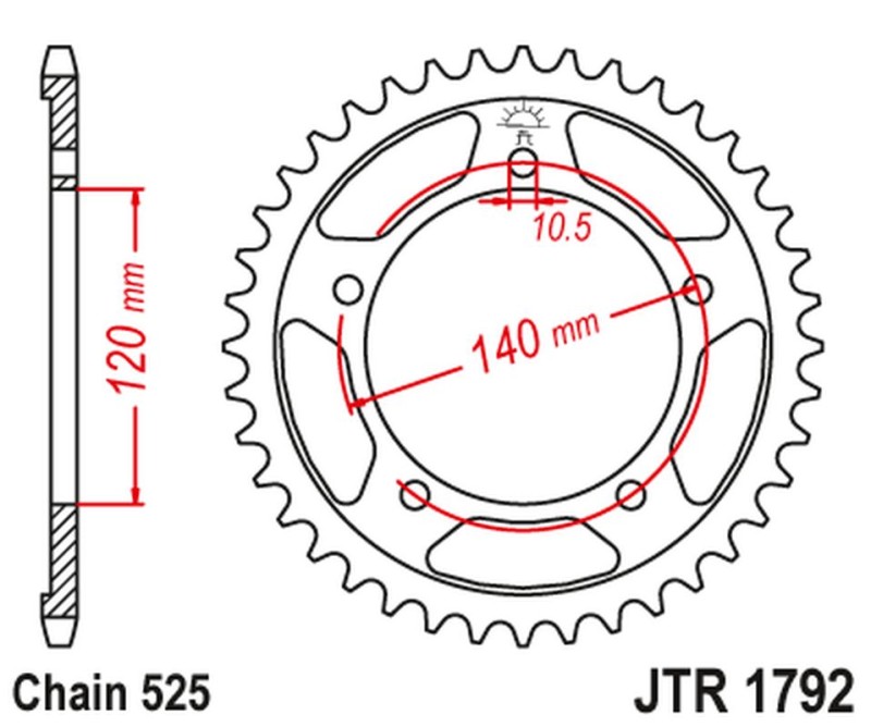 JT ZĘBATKA TYLNA 4398 45 SUZUKI GSXR 600 '01-'05, GSXR 750 '06-'10 TRIUMPH 600/650 CAYTONA '03-'05 (439845JTZBK) (ŁAŃC. 525) KOLOR CZARNY (1)