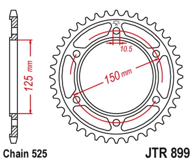 JT ZĘBATKA TYLNA 4454 42 KTM 950/990/1190 ADVENTURE / R LC8 '03-'18 (445442JTZBK) (ŁAŃC. 525) KOLOR CZARNY (1)