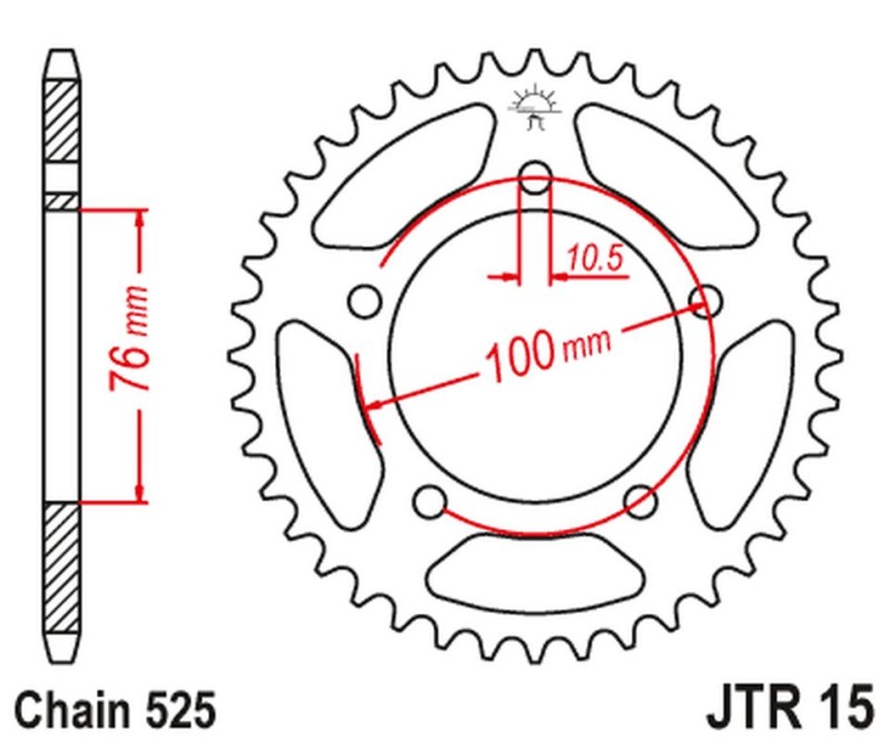 JT ZĘBATKA TYLNA 4456 46 BENELLI BN 302 '15-19 445644JT) (ŁAŃC. 525) (1)