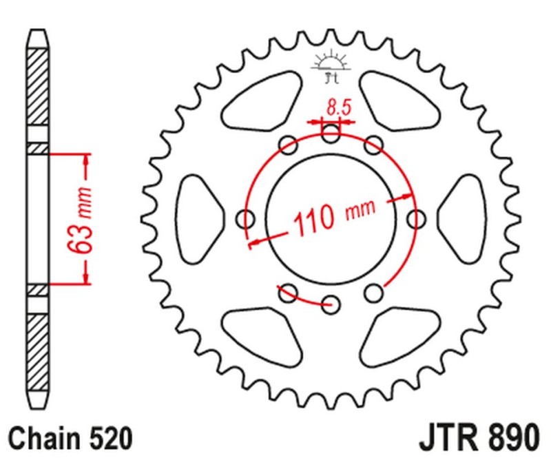 JT ZĘBATKA TYLNA 4675 42 KTM 200 DUKE/RC '15-18 (467542JTZBK) (ŁAŃC. 520) KOLOR CZARNY (1)