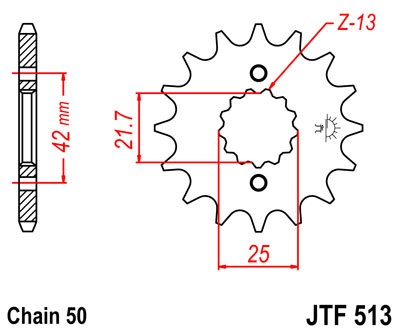 JT ZĘBATKA PRZEDNIA 566 17 SUZUKI GSXR 1000/1300, TL 1000 (ŁAŃC. 530) - - PATRZ 51317JT (JTF513.17) (1)