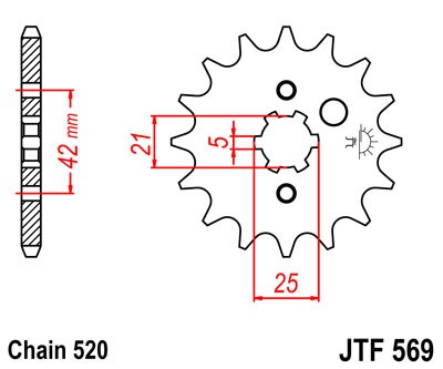 JT ZĘBATKA PRZEDNIA 572 16 YAMAHA XV 250 '89-'15, SR 250 '79-'96 (ŁAŃC. 520) - PATRZ 56916JT (JTF569.16) (1)