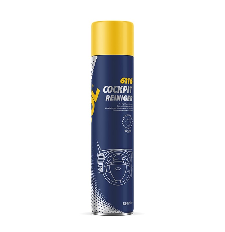 MANNOL PLAK COCKPIT REINIGER CITRON - SPRAY DO CZYSZCZENIA KOKPITU, ZAPACH CYTRYNOWY 650ML (6116) (24) (1)