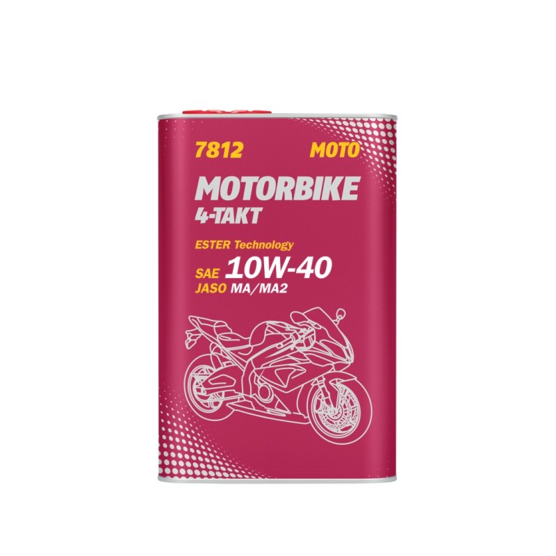 MANNOL OLEJ SILNIKOWY 4T MOTORBIKE 10W40 1L ESTER + MA2 SYNTETYK METALOWA PUSZKA (7812) (12) (API SN) (1)