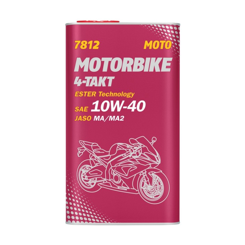 MANNOL OLEJ SILNIKOWY 4T MOTORBIKE 10W40 4L ESTER + MA2 SYNTETYK - METALOWA PUSZKA (7812) (4) (API SN) (1)