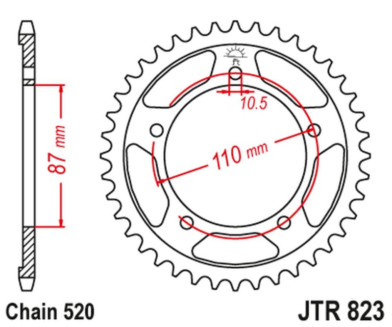 JT ZĘBATKA TYLNA 795 39 SUZUKI GS 500 E/F 88-10 (79539JTZBK) (ŁAŃC. 520) KOLOR CZARNY (1)