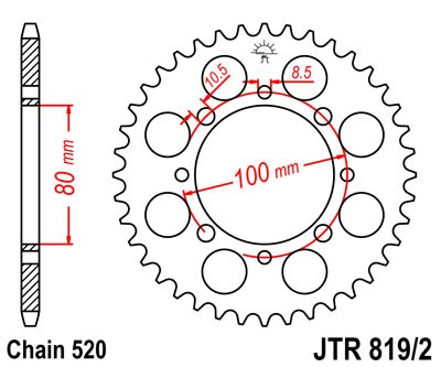 JT ZĘBATKA TYLNA 819 41 SUZUKI GZ 250 MARAUDER (99-10), GN 250 (82-99) (81941JT) (ŁAŃC. 520) (1)