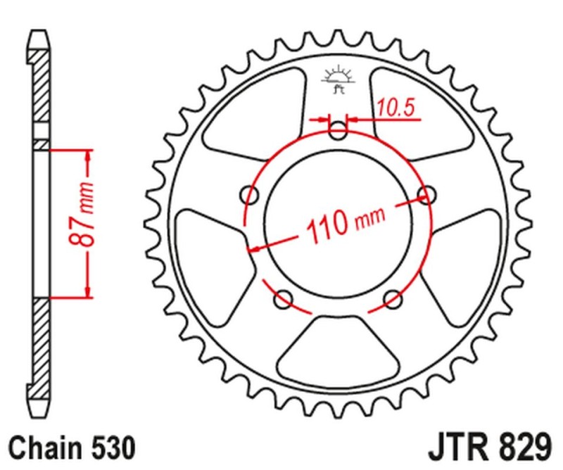 JT ZĘBATKA TYLNA 824 47 SUZUKI GSF 600 95-04, GSF 650 05-06 (82447JTZBK)* (ŁAŃC. 530) KOLOR CZARNY (1)