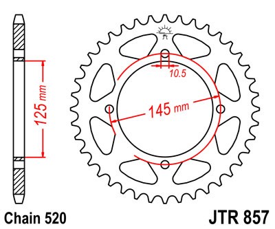 JT ZĘBATKA TYLNA 857 37 YAMAHA XT 600 '83-94 (JTR857.37) (ŁAŃC. 520) - PATRZ 458837JT (JTR1857.37) (1)