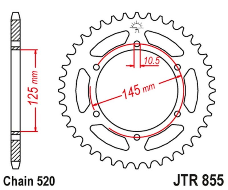 JT ZĘBATKA TYLNA 866 48 YAMAHA XJ 600 DIVERSION 95-03 (86648JTZBK) (ŁAŃC. 520) KOLOR CZARNY (1)