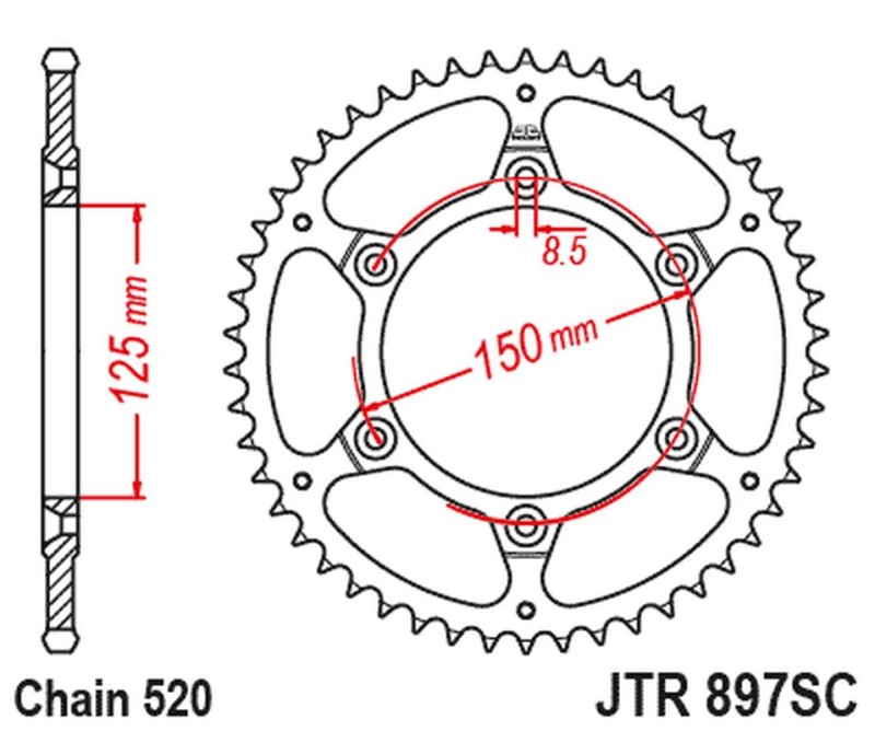 JT ZĘBATKA TYLNA 899 48 KTM SX/EXC ULTRALIGHT SAMOOCZYSZCZAJĄCA (89948JTSC) (ŁAŃC. 520) (1)