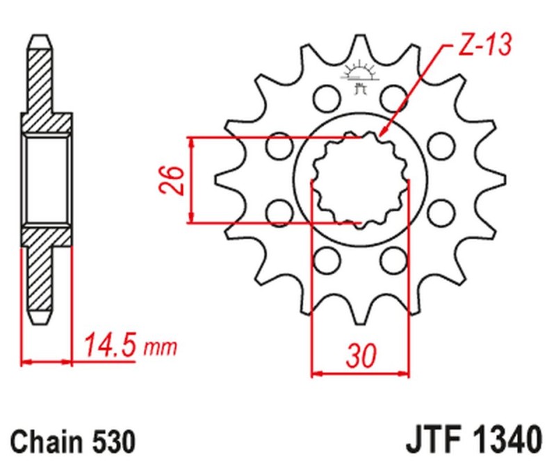 JT ZĘBATKA PRZEDNIA 1340 18 HONDA CB 1100 SA / EX '14-'19, CB 1100 RS 17-'20 (JTF1340.18) (ŁAŃC. 530) (1)