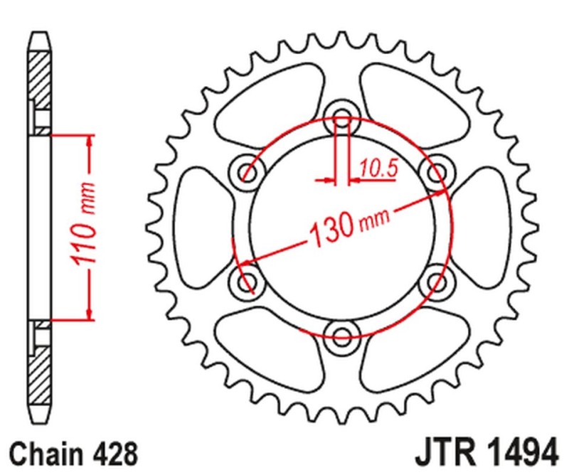 JT ZĘBATKA TYLNA 1494 56 KAWASAKI NINJA 125/Z 125 '19 (JTR1494.56)* (ŁAŃC. 428) (1)