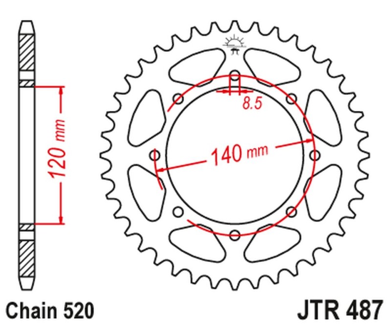 JT ZĘBATKA TYLNA 487 37 KAWASAKI W800 BKF STREET, CKF CAFE '19 (JTR487.37) (ŁAŃC. 520) (1)