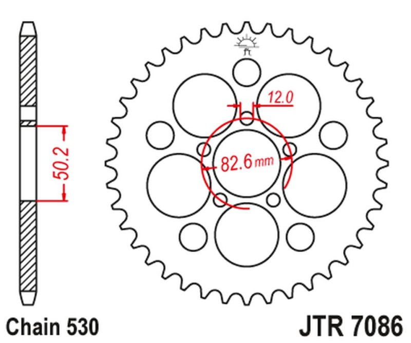 JT ZĘBATKA TYLNA HARLEY DAVIDSON XLH 883/1200 SPORTSTER (86-92) (ŁAŃC. 530) (1)