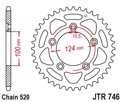 JT ZĘBATKA TYLNA 4444 39 DUCATI SCRAMBLER 1100 '18-'19 (444439JT) (ŁAŃC.520) (1)